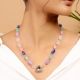 Colorful Pastel Beaded Necklace with Triangular Kundan Pendant